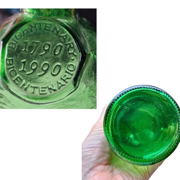 Vintage Green Glass Bottle Bicentenary Edition Home Decor 1790 - 1990 - Picture 4 of 7